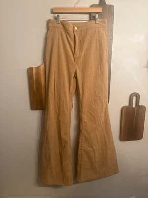 Flying Tomato Brown Tan Corduroy High-Rise Flare Bell Bottom Trouser Pants Large - Image 1 of 4