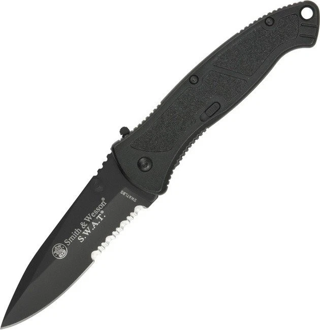 Smith & Wesson SWAT Folding Knife Stainless Blade Black Aluminum Handle- SWATLBS - Image 1 of 1