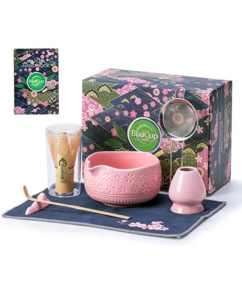 Kit de 7 piezas Juego de batidor Matcha Cerámica Bambú Tamiz Cuchara Toalla de té Kit de regalo Nuevo Foto 1 de 4