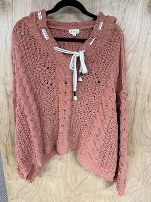 Suéter Pol Para Mujer Tejido Abierto Mediano Color Salmón Suave De Gran Tamaño Manga Larga Foto 1 de 4