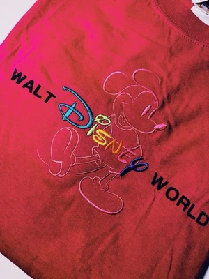 Camiseta Camiseta Vintage OG 90’s Walt Disney World Camiseta Mickey Mouse Bordada Rosa WDW* Foto 1 de 4
