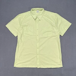 Vintage Haband Mens Short Sleeve Shirt Green Medium Breathable Preppy Summer - Picture 1 of 7