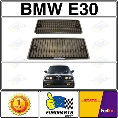 1985 BMW E30 Early Model Metal Bumper Smoke Turn Signal Blinker Lens Set Pair - Image 1 of 4