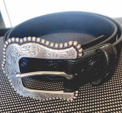 TONY LAMA женщины LAYLA черный цветочный кожаный ремень размер 38 #C50733 лучшее предложение - Изображение 1 из 4