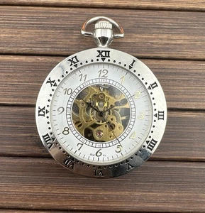 Taschenuhr Stahl 45mm Skelettiert Anonym Handaufzug - Bild 1 von 8