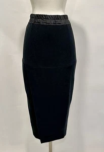 RICK OWENS Black Crepe Elastic Waist Pillar Pencil Skirt NWT 8 - Picture 1 of 3