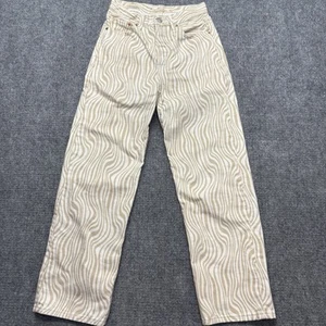 Levis Premium Jeans Women 24 Striped Ribcage Straight Ankle High Rise Button Fly - Picture 1 of 15