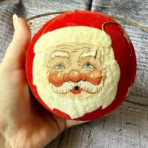 Vintage Santa Head Christmas Ornaments Felt Bulb Very Nice - Picture 1 of 6