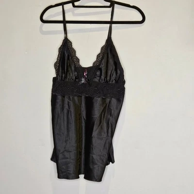 Lencería Babydoll Chemise vintage negra con ribete de encaje XL Whimsigoth Fairy Grunge Y2K Foto 1 de 4