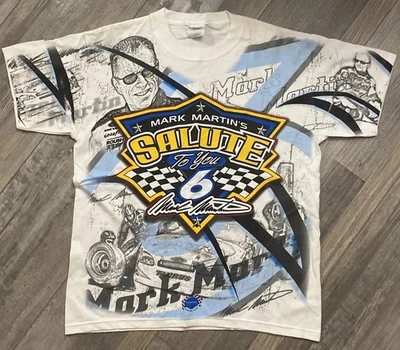 Camiseta DE COLECCIÓN NASCAR - Mark Martin Salute AOP Estampado Completo Saludo Ejército #6 M Foto 1 de 4