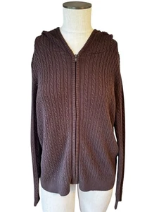 Suéter con Capucha 525 America Mujer Chocolate Cable Tejido Cremallera Completa Ligero Talla M - Imagen 1 de 7
