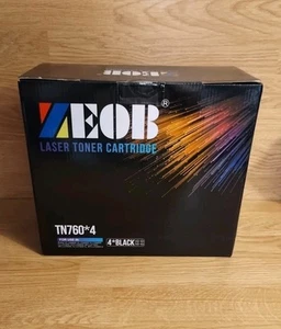 NEW OPEN BOX Zeob Laser toner Cartridge x4 TN760 Black - Expird. 08/2024 - Picture 1 of 6
