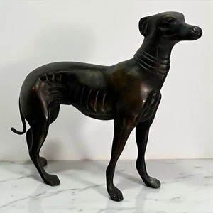 Vintage Bronze Whippet Greyhound Dog Statue Figurine Sculpture Art 5.5” Tall - Picture 1 of 18