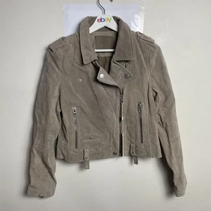 Blank NYC Women's Medium beige cream moto leather suede biker jacket No Belt - Picture 1 of 14