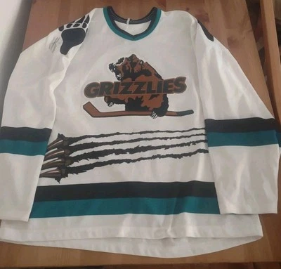 Vintage 90s Denver Utah Grizzlies MiC Bauer Home IHL Jersey Sz Men Medium Signed - Image 1 of 4