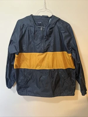 Chaqueta ligera azul/dorada Gap para hombre con capucha y cordón inferior talla M Foto 1 de 4