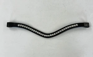 SD Designs Black Leather Dressage Browband With Rhinestones - Picture 1 of 5