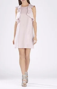 NEW BCBGMAXAZRIA JENNI RUFFLE SHOULDER RACEBACK DRESS LMQ66D44/M657A SIZE L - Picture 1 of 4