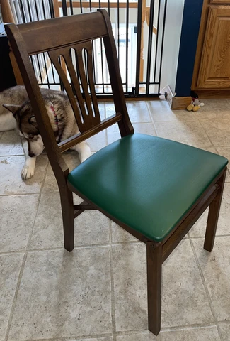 Vintage Stakmore Retro Folding Chair. Green Cover