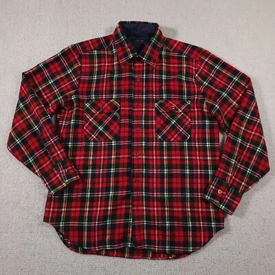 Vtg Arrow Sportswear Acrylic Flannel Plaid Shirt Mens Medium Red Plaid Shacket - Image 1 of 4