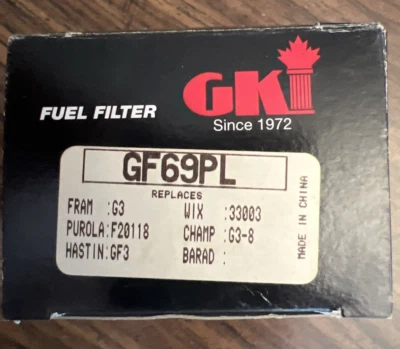 GKI GF69PL 3/8 " Plastic Gas/Fuel Filter fits G3 F20118 33003 GF3 G3/8CP G3/8 - Image 1 of 4