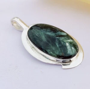 Seraphinite Pendant 925 Silver Jewelry Handmade Pendant Beautiful Gift For Mom - Picture 1 of 7