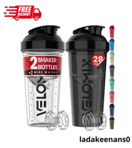 -2 Pack- 20 oz Protein Shaker Bottles for Protein Mixes - 2x Wire Whisk | Lea... - Picture 1 of 8