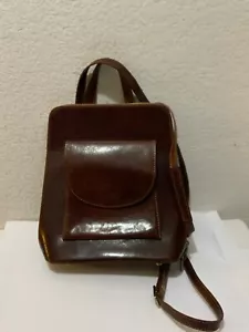 Zaino Vera Pelle Made in Italy Pelle Marrone Tasca Anteriore Cinghie Regolabili - Foto 1 di 11