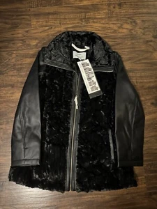 DENNIS BASSO WOMEN'S GRAY FAUX FUR/LEATHER CONVERTIBLE COAT TO VEST SZ S NWOT - Picture 1 of 7
