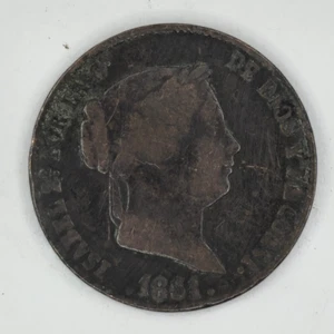 🇪🇸 25 Centimos de Real Spanien 1861 - Isabella II - Madrid Kupfer - Bild 1 von 2