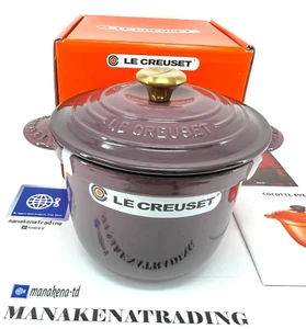 Le Creuset Cocotte Every 20 Rice Pot 20cm 2.8L Cast Iron Fig Gold knob Japan NEW - Picture 1 of 18