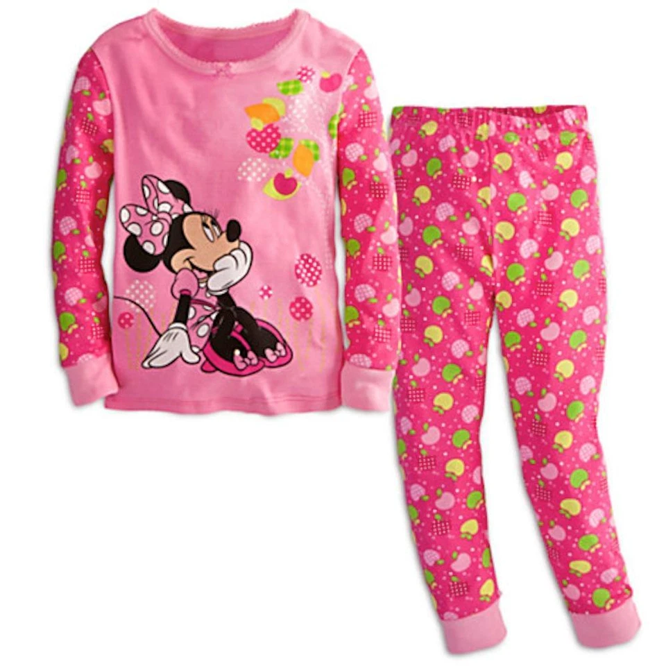 Disney Store Minnie Mouse Rosa Manzanas PJ Amigos 2 piezas Pijama Mangas Largas NUEVO Foto 1 de 1