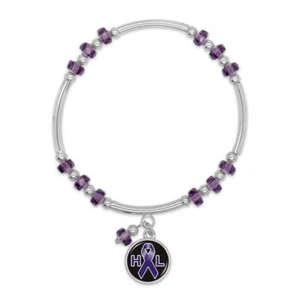 Hodgkin's Lymphoma Ivy Purple Crystal Awareness Silver Bracelet Jewelry Gift - Picture 1 of 1
