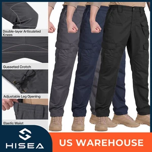 HISEA Men's Cargo Work Pants Relaxed Fit Tactical Combat Outdoor Hiking Trousers - Picture 1 of 39