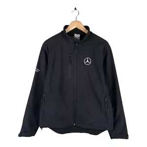 Vintage 00 Mens MERCEDES-BENZ SOFTSHELL Full Zip Jacket Black Size M - Picture 1 of 11