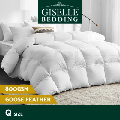 Giselle Goose Down Feather Quilt 800GSM Duvet Blanket Queen All Season - image 1 of 4