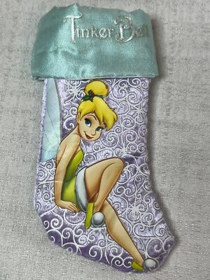 Calcetín Disney Tinker Bell Pequeño Navidad Púrpura Verde Plata Brillante 8" Foto 1 de 3