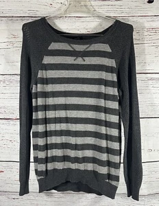 Rue 21 Striped Sweater Light Dark Gray Size XL Sleeves Show Skin Cute - Picture 1 of 11
