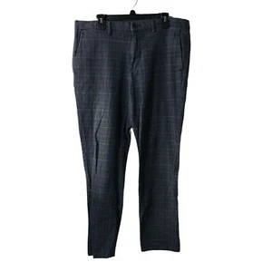 OLD NAVY ULTIMATE FLEX BUILT-IN FLEX GRAY BLUE PLAID PANTS MENS 36X32 - Picture 1 of 4