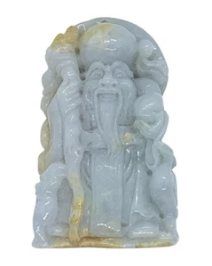 100 % NATÜRLICHE KLASSE A HANDGESCHNITZTER JADE ANHÄNGER, WEISER, HERVORRAGENDE DETAILS - Bild 1 von 11