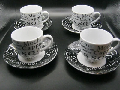 Gibson Everyday China Espresso Expressions 8 Piece Cup and Saucer Set - Image 1 of 4