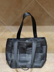 Vintage Harveys The Original Seatbelt Black Woven Small-Med Tote Bag 7.5" x 9" - Picture 1 of 6