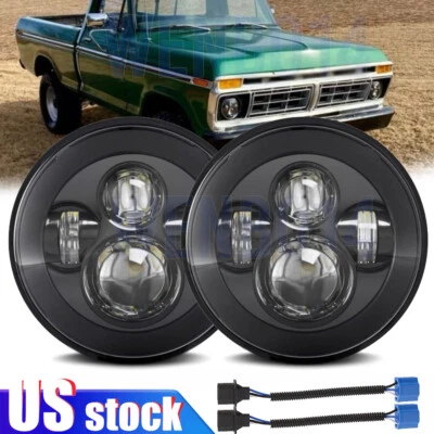 Par de faros redondos LED de 7 pulgadas para camioneta Ford F-100 F-250 F-350 1953-1977 Foto 1 de 4
