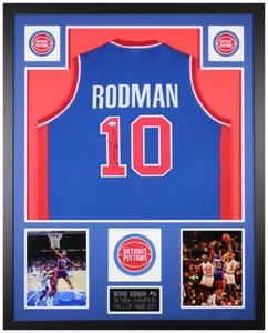 Dennis Rodman Autographed and Framed Blue Detroit Jersey JSA COA - Picture 1 of 5