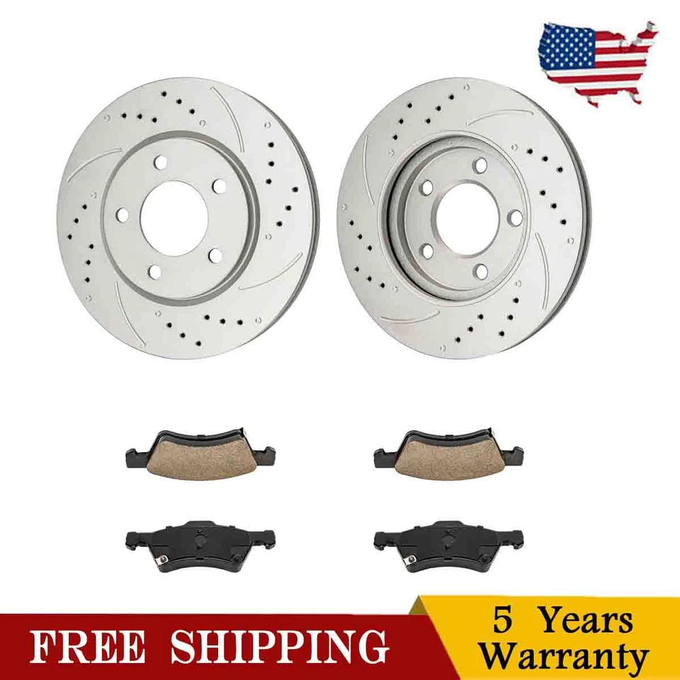 Front Drilled Brake Rotors + Ceramic Pads For Chrysler Town & Country 2001-2007 Foto 1 de 4
