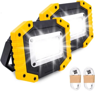 2x Trongle LED Rechargeable Work Lights, 30W Floodlight Battery Security Light
