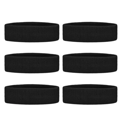 6 Pieces Sports Headbands Terry Cloth Sweat Absorbing Head Band For Tennis Gym - Image 1 of 4