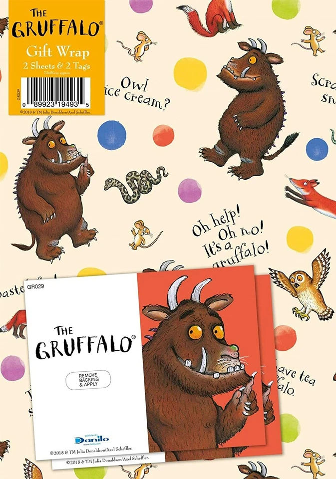 Gruffalo Gift Wrapping Paper-2 Sheets 2 Tags Gr029