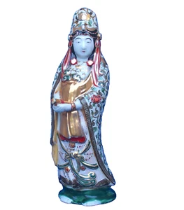 Meiji Japanese Gosu Blue Satsuma Scholar KANNON Guanyin Figur - Bild 1 von 7