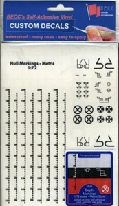 BECC Black 1:72 Metric Depth Hull Waterline Markings – Decals For Model Boats - Picture 1 of 1